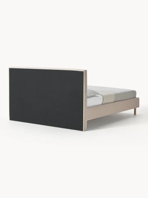 Camas Tapizadas|Camas>Westwing Collection Cama tapizada con patas de madera Giulia Tejido beige claro, madera de haya