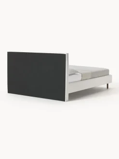 Camas Tapizadas|Camas></noscript>Westwing Collection Cama tapizada con patas de madera Giulia Tejido jaspeado Off White, madera de haya lacada en marrón oscuro