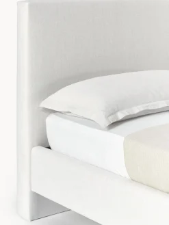 Camas Tapizadas|Camas></noscript>Westwing Collection Cama tapizada con patas de madera Giulia Tejido jaspeado Off White, madera de haya lacada en marrón oscuro