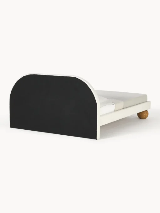 Camas Tapizadas|Camas>Westwing Collection Cama tapizada con patas esféricas de madera Rena Tejido grueso Off White, madera de roble
