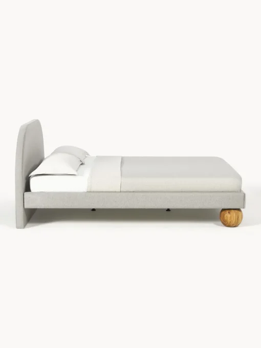 Discount Cama tapizada con patas esfericas de madera Rena Camas Tapizadas|Camas