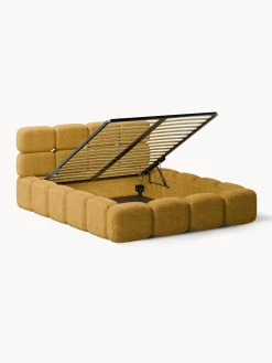 Outlet Cama tapizada de boreguillo bouclé con espacio de almacenamiento Tayla Camas Tapizadas|Camas