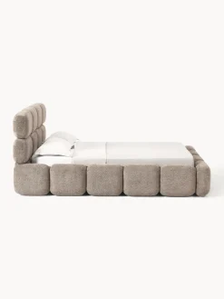 Best Cama tapizada de boreguillo bouclé con espacio de almacenamiento Tayla Camas Tapizadas|Camas