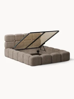 Best Cama tapizada de boreguillo bouclé con espacio de almacenamiento Tayla Camas Tapizadas|Camas