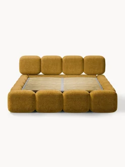 Camas Tapizadas|Camas></noscript>Westwing Collection Cama tapizada de boreguillo bouclé con espacio de almacenamiento Tayla Borreguillo bouclé ocre