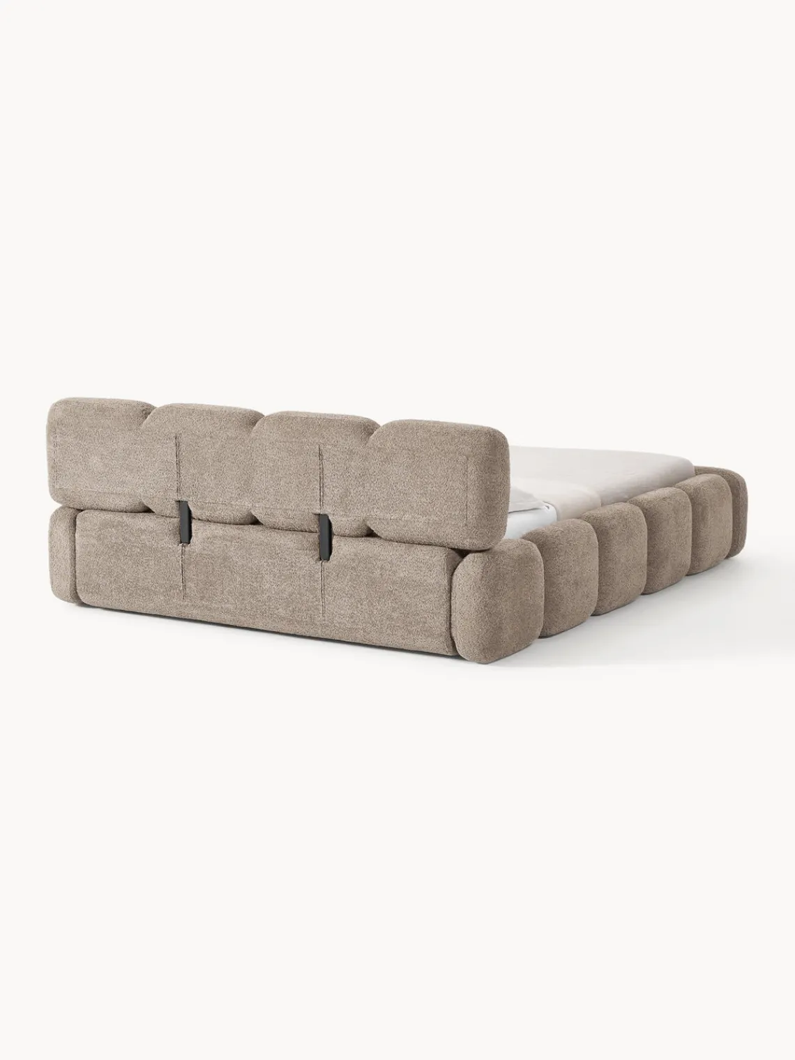 Camas Tapizadas|Camas>Westwing Collection Cama tapizada de boreguillo bouclé con espacio de almacenamiento Tayla Borreguillo bouclé taupe