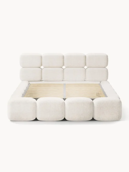 Camas Tapizadas|Camas>Westwing Collection Cama tapizada de boreguillo bouclé con espacio de almacenamiento Tayla Borreguillo bouclé blanco Off White