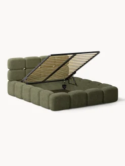Discount Cama tapizada de boreguillo bouclé con espacio de almacenamiento Tayla Camas Tapizadas|Camas