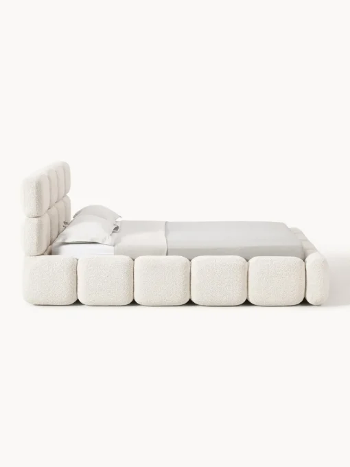Camas Tapizadas|Camas>Westwing Collection Cama tapizada de borreguillo bouclé Tayla Borreguillo bouclé blanco Off White