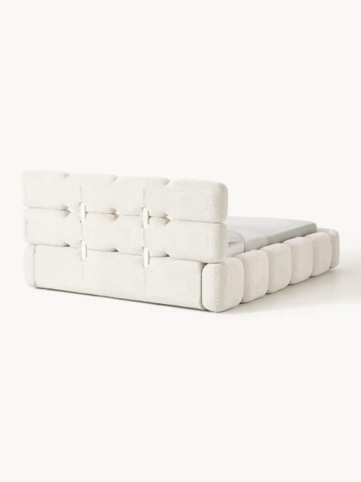 Camas Tapizadas|Camas>Westwing Collection Cama tapizada de borreguillo bouclé Tayla Borreguillo bouclé blanco Off White