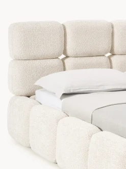 Camas Tapizadas|Camas></noscript>Westwing Collection Cama tapizada de borreguillo bouclé Tayla Borreguillo bouclé blanco Off White