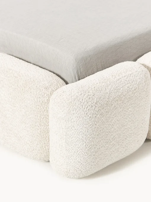 Camas Tapizadas|Camas>Westwing Collection Cama tapizada de borreguillo bouclé Tayla Borreguillo bouclé blanco Off White
