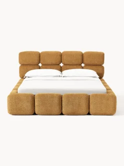 Camas Tapizadas|Camas></noscript>Westwing Collection Cama tapizada de borreguillo bouclé Tayla Borreguillo bouclé ocre