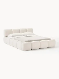 Online Cama tapizada de borreguillo bouclé Tayla Camas Tapizadas|Camas