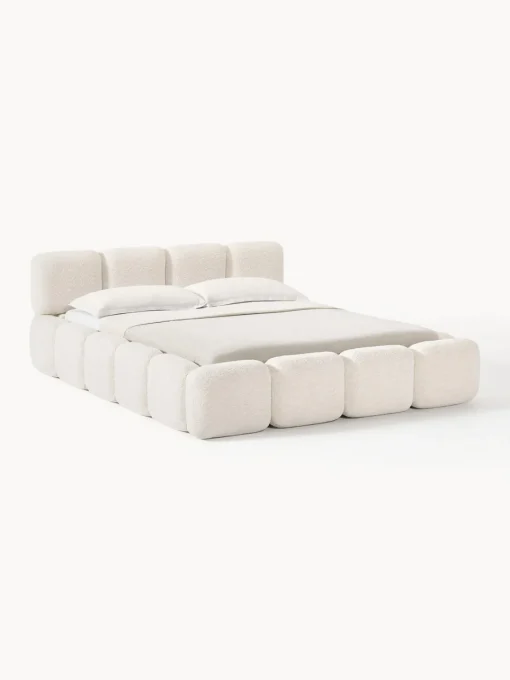 Online Cama tapizada de borreguillo bouclé Tayla Camas Tapizadas|Camas