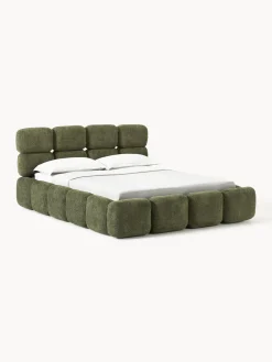 Clearance Cama tapizada de borreguillo bouclé Tayla Camas Tapizadas|Camas