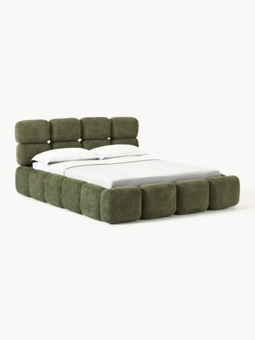 Clearance Cama tapizada de borreguillo bouclé Tayla Camas Tapizadas|Camas