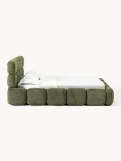 Clearance Cama tapizada de borreguillo bouclé Tayla Camas Tapizadas|Camas