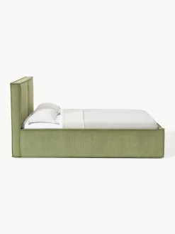 Camas Tapizadas|Camas></noscript>Westwing Collection Cama tapizada de pana con espacio de almacenamiento Dream Pana verde oliva
