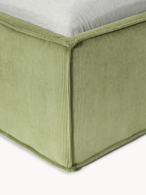 Camas Tapizadas|Camas>Westwing Collection Cama tapizada de pana con espacio de almacenamiento Dream Pana verde oliva