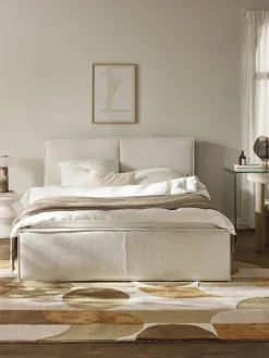 Camas Tapizadas|Camas>Westwing Collection Cama tapizada de pana con espacio de almacenaje Dream Pana blanco Off White