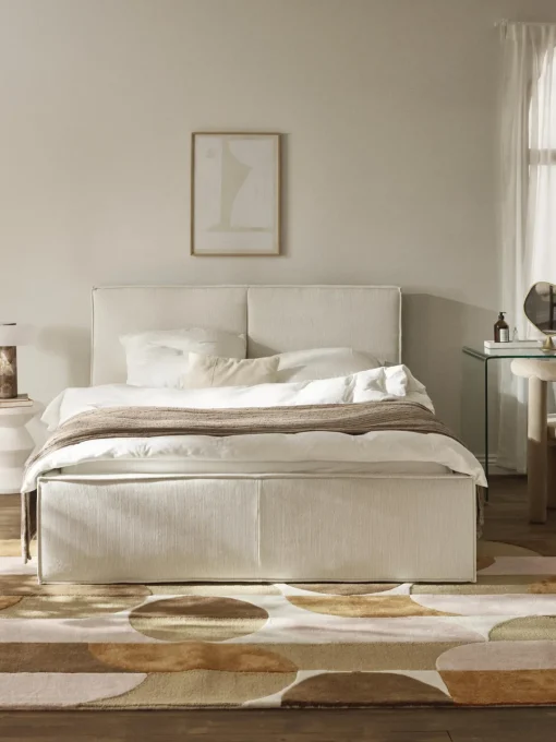 Camas Tapizadas|Camas>Westwing Collection Cama tapizada de pana con espacio de almacenaje Dream Pana blanco Off White