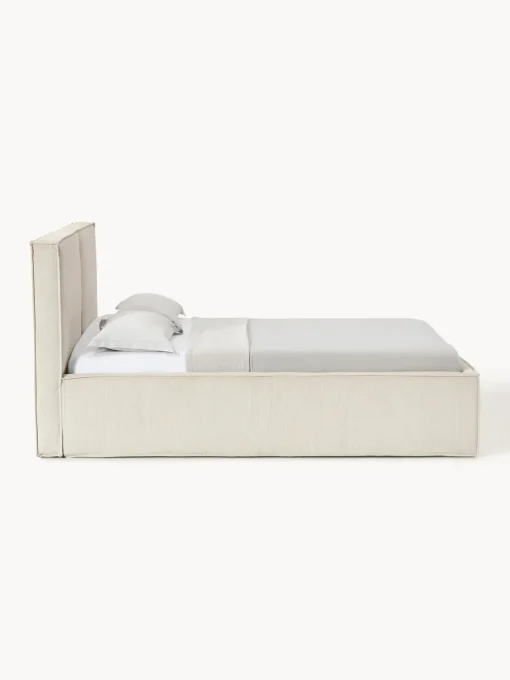 Camas Tapizadas|Camas>Westwing Collection Cama tapizada de pana con espacio de almacenaje Dream Pana blanco Off White