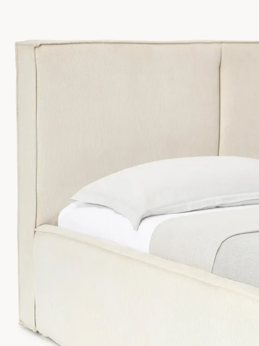 Camas Tapizadas|Camas>Westwing Collection Cama tapizada de pana con espacio de almacenaje Dream Pana blanco Off White