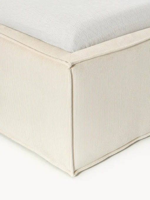 Camas Tapizadas|Camas>Westwing Collection Cama tapizada de pana con espacio de almacenaje Dream Pana blanco Off White