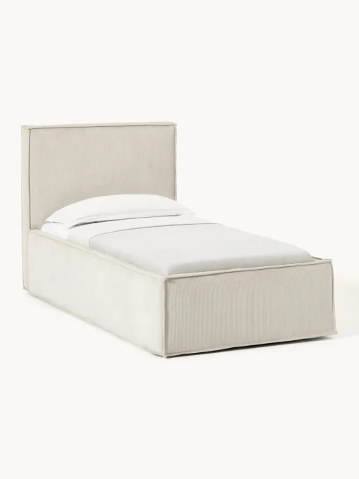 Sale Cama tapizada de pana con espacio de almacenamiento Dream Camas Individuales|Camas Tapizadas