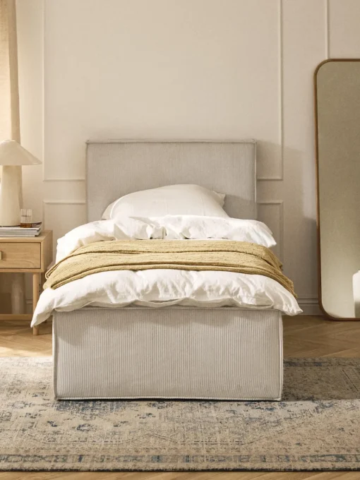 Sale Cama tapizada de pana con espacio de almacenamiento Dream Camas Individuales|Camas Tapizadas