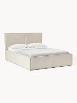 Camas Tapizadas|Camas>Westwing Collection Cama tapizada de pana con espacio de almacenamiento Dream Pana beige claro