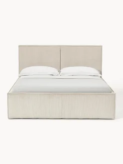 Camas Tapizadas|Camas></noscript>Westwing Collection Cama tapizada de pana con espacio de almacenamiento Dream Pana beige claro