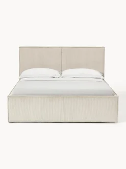 Camas Tapizadas|Camas></noscript>Westwing Collection Cama tapizada de pana con espacio de almacenamiento Dream Pana beige claro