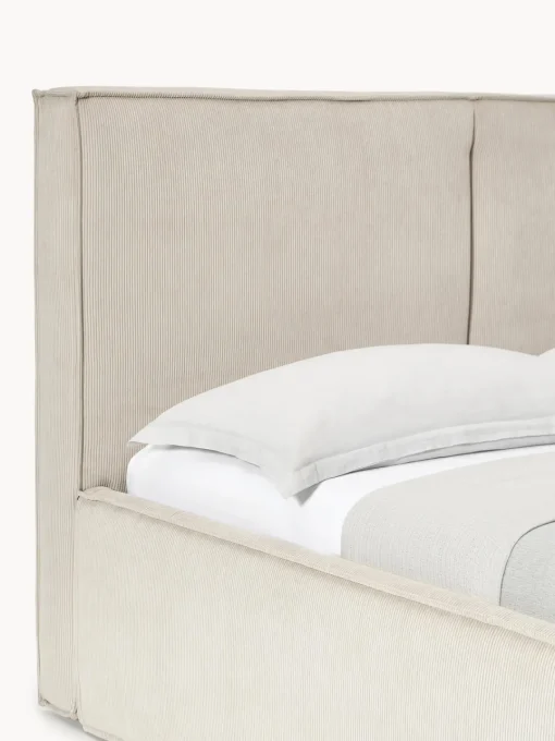 Camas Tapizadas|Camas>Westwing Collection Cama tapizada de pana con espacio de almacenamiento Dream Pana beige claro