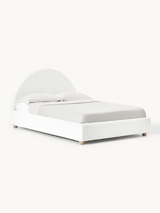Camas Tapizadas|Camas>Westwing Collection Cama tapizada en borreguillo Ebba, con espacio de almacenamiento Borreguillo blanco