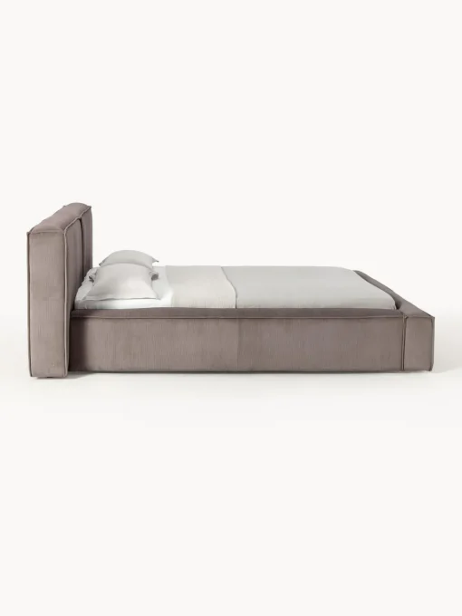 Online Cama tapizada en pana Lennon, con espacio de almacenamiento Camas Tapizadas|Camas