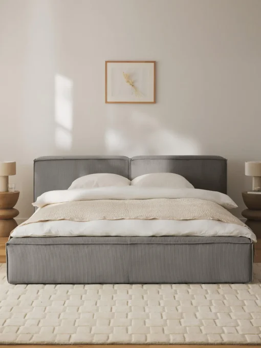 Camas Tapizadas|Camas>Westwing Collection Cama tapizada en pana Lennon Pana gris