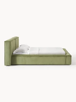 Clearance Cama tapizada en pana Lennon, con espacio de almacenamiento Camas Tapizadas|Camas