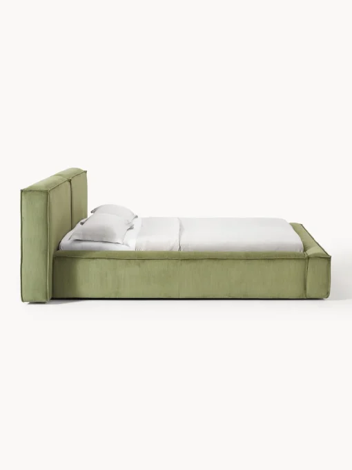 Clearance Cama tapizada en pana Lennon, con espacio de almacenamiento Camas Tapizadas|Camas