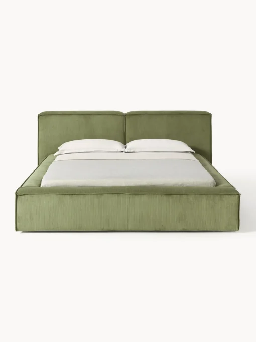 Camas Tapizadas|Camas>Westwing Collection Cama tapizada en pana Lennon Pana verde oliva