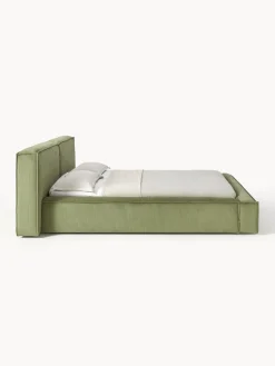 Camas Tapizadas|Camas></noscript>Westwing Collection Cama tapizada en pana Lennon Pana verde oliva
