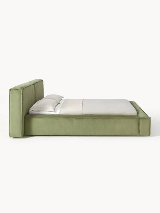 Camas Tapizadas|Camas>Westwing Collection Cama tapizada en pana Lennon Pana verde oliva