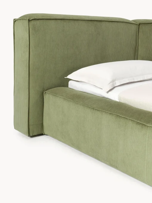 Camas Tapizadas|Camas>Westwing Collection Cama tapizada en pana Lennon Pana verde oliva