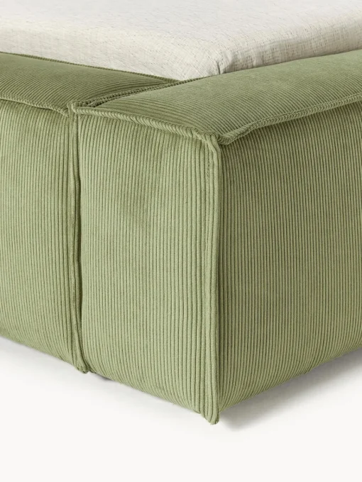 Camas Tapizadas|Camas>Westwing Collection Cama tapizada en pana Lennon Pana verde oliva