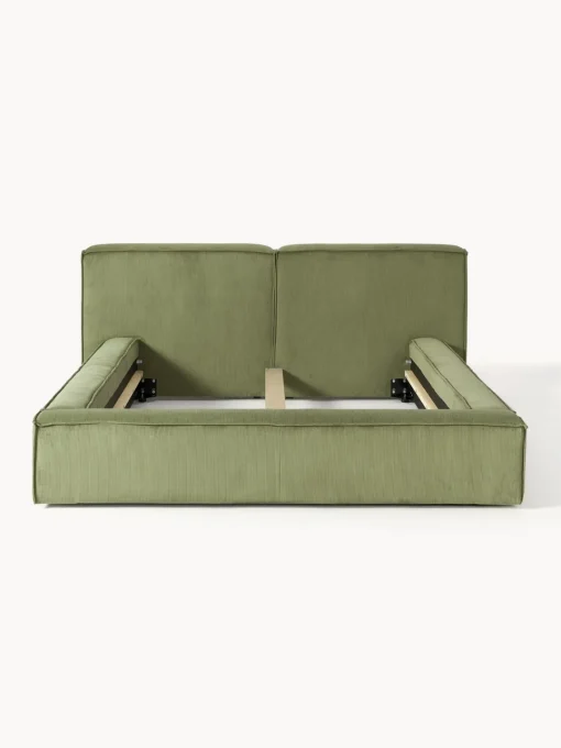 Camas Tapizadas|Camas>Westwing Collection Cama tapizada en pana Lennon Pana verde oliva