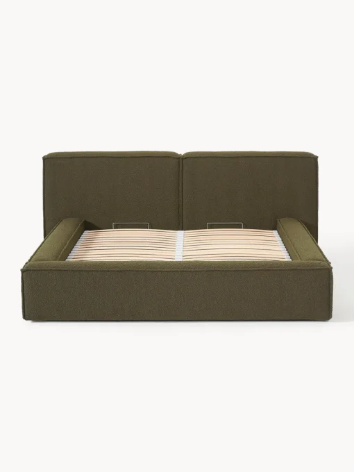 Sale Cama tapizada en tejido bouclé Lennon, con espacio de almacenamiento Camas Tapizadas|Camas