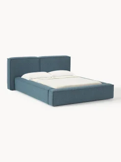 Camas Tapizadas|Camas>Westwing Collection Cama tapizada en tejido bouclé Lennon Bouclé gris azulado
