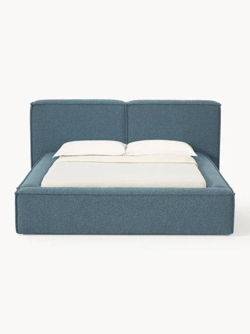 Camas Tapizadas|Camas>Westwing Collection Cama tapizada en tejido bouclé Lennon Bouclé gris azulado