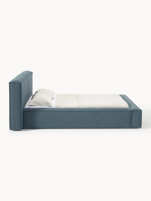 Camas Tapizadas|Camas>Westwing Collection Cama tapizada en tejido bouclé Lennon Bouclé gris azulado